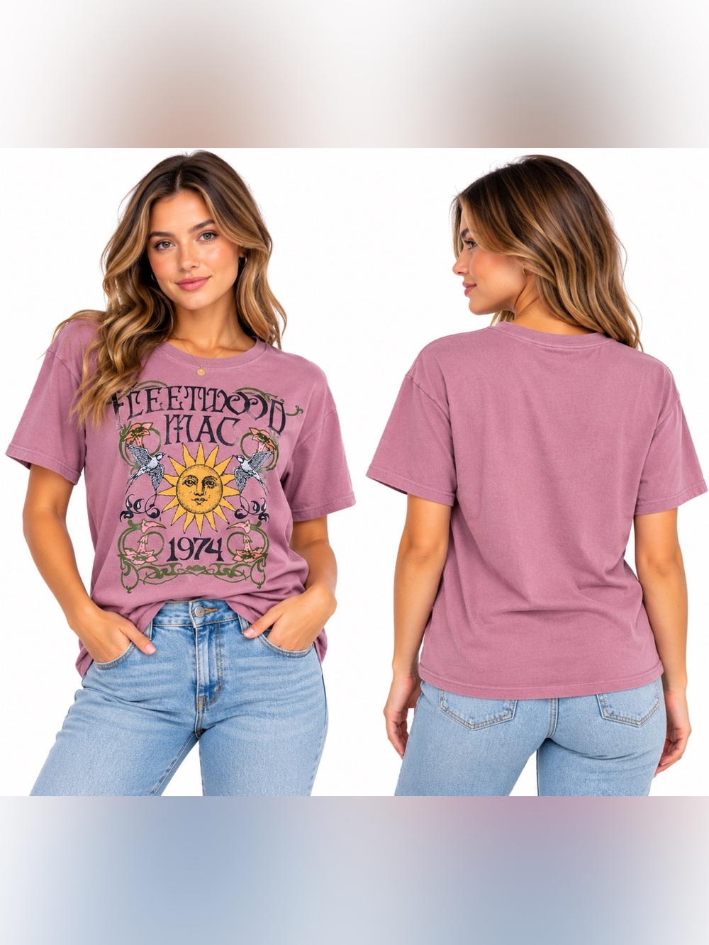 Daydreamer Fleetwood Mac 1974 graphic tee Graphic Tee in Pink Medium